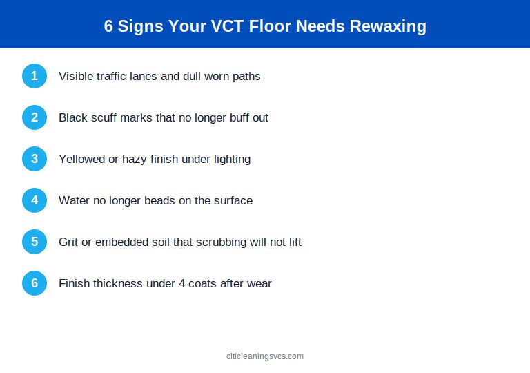 Six signs your VCT floor needs commercial waxing — checklist for facility managers
