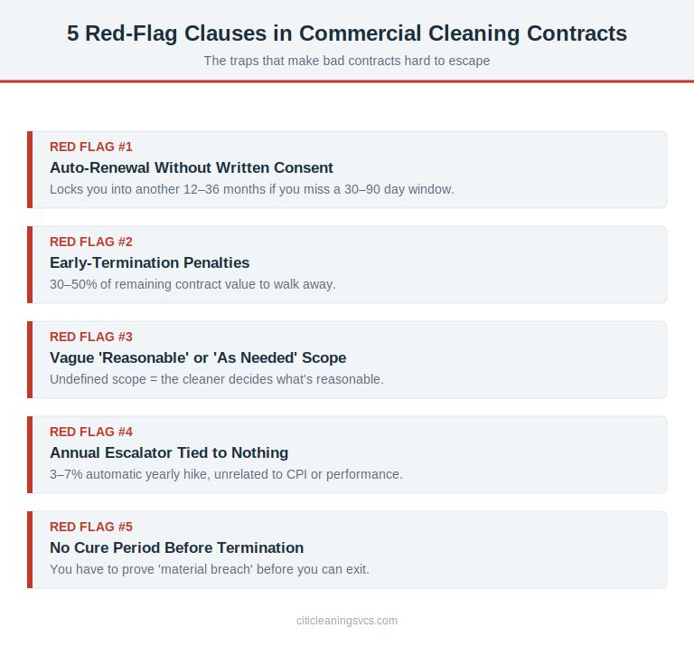 Five red-flag clauses to avoid in commercial cleaning contracts