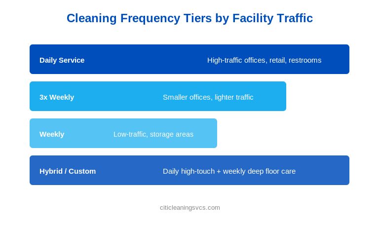 Janitorial cleaning service frequency chart for facility managers