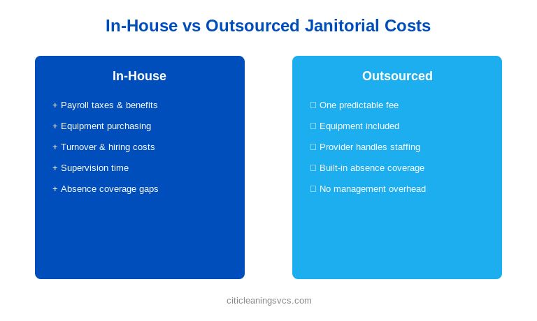 In-house versus outsourced janitorial cleaning services cost comparison
