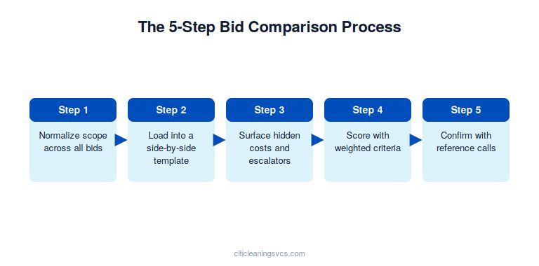 Commercial cleaning bid decision matrix showing final vendor selection framework