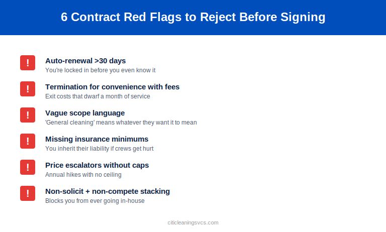 Six commercial cleaning contract red flags facility managers should reject
