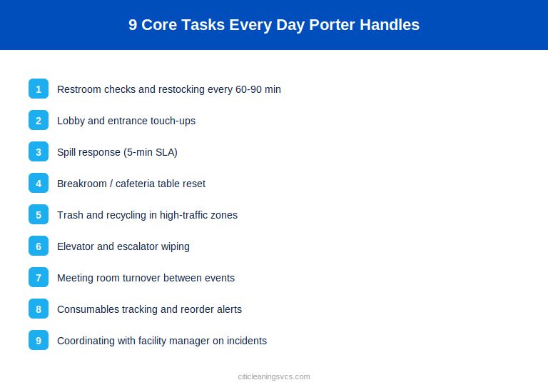 Nine core tasks every commercial day porter handles during business hours