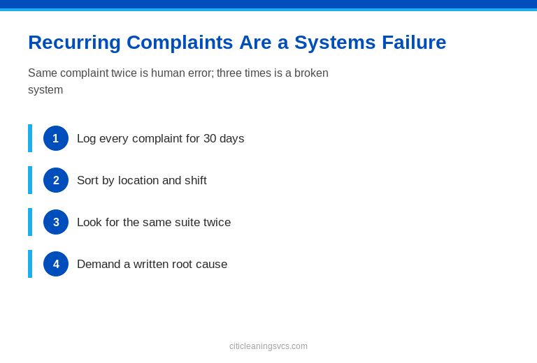 Recurring\ Complaints\ Are\ a\ Systems\ Failure — facility manager visual