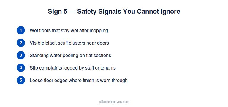 Slip and fall risk indicators on commercial vinyl floors for facility managers