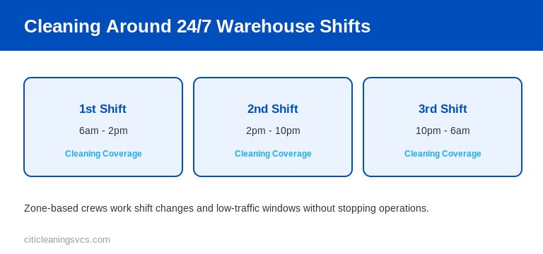 Shift-flexible warehouse cleaning scheduling across 24/7 operations