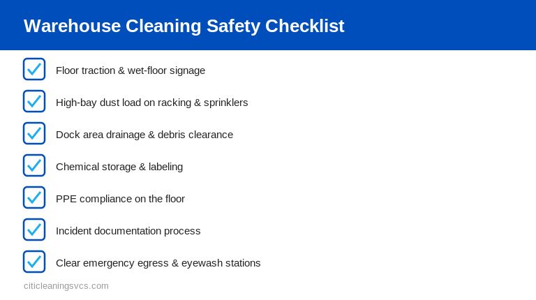 Warehouse cleaning safety checklist for facility managers