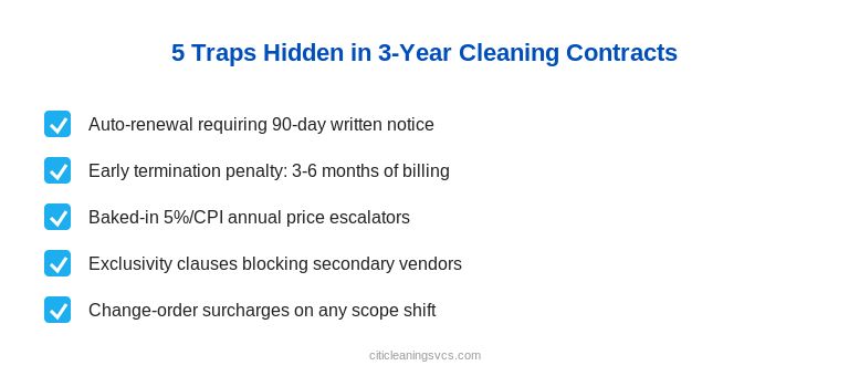 5 hidden traps in locked-in 3-year commercial cleaning contracts checklist