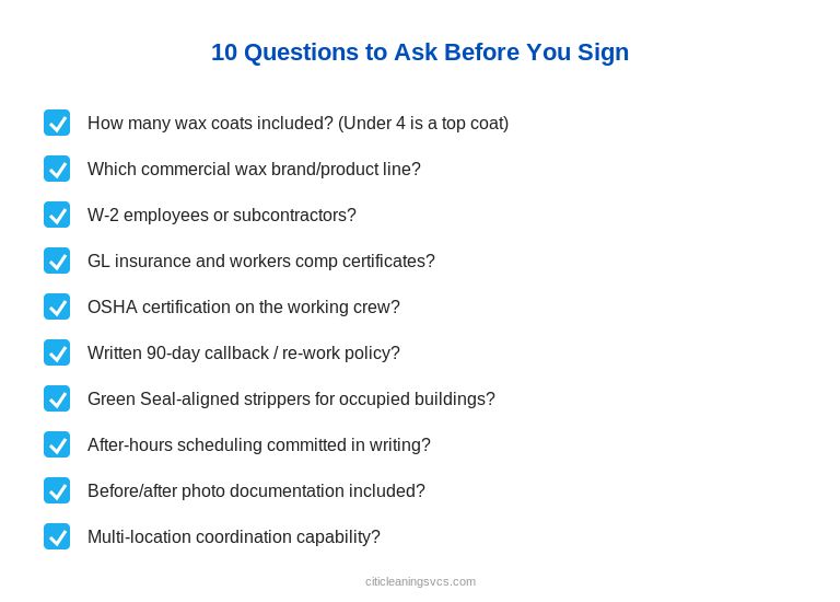 10 questions to ask before hiring a commercial floor stripping and waxing company