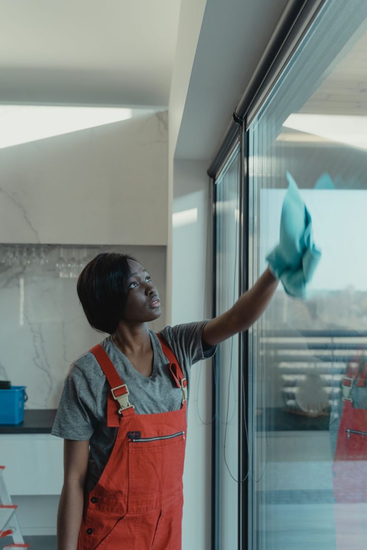 Multi-tenant commercial building maintained by a single commercial cleaning vendor across a portfolio