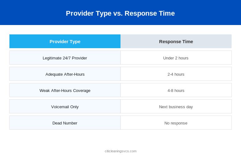 Provider Type|Response Time infographic for commercial cleaning near me evaluation