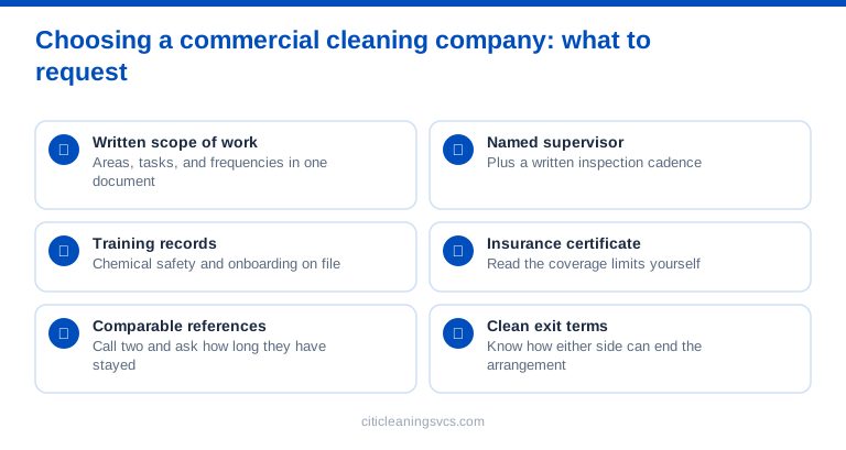 Checklist of documents to request when choosing a commercial cleaning company